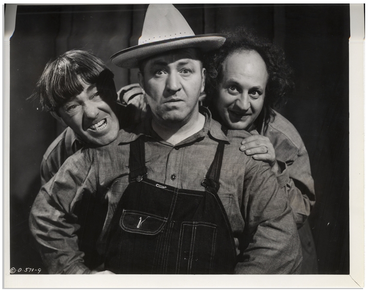 Lot of Five 10 x 8 Glossy Photos From The Three Stooges 1944 Film The Yoke's on Me -- Very Good Condition